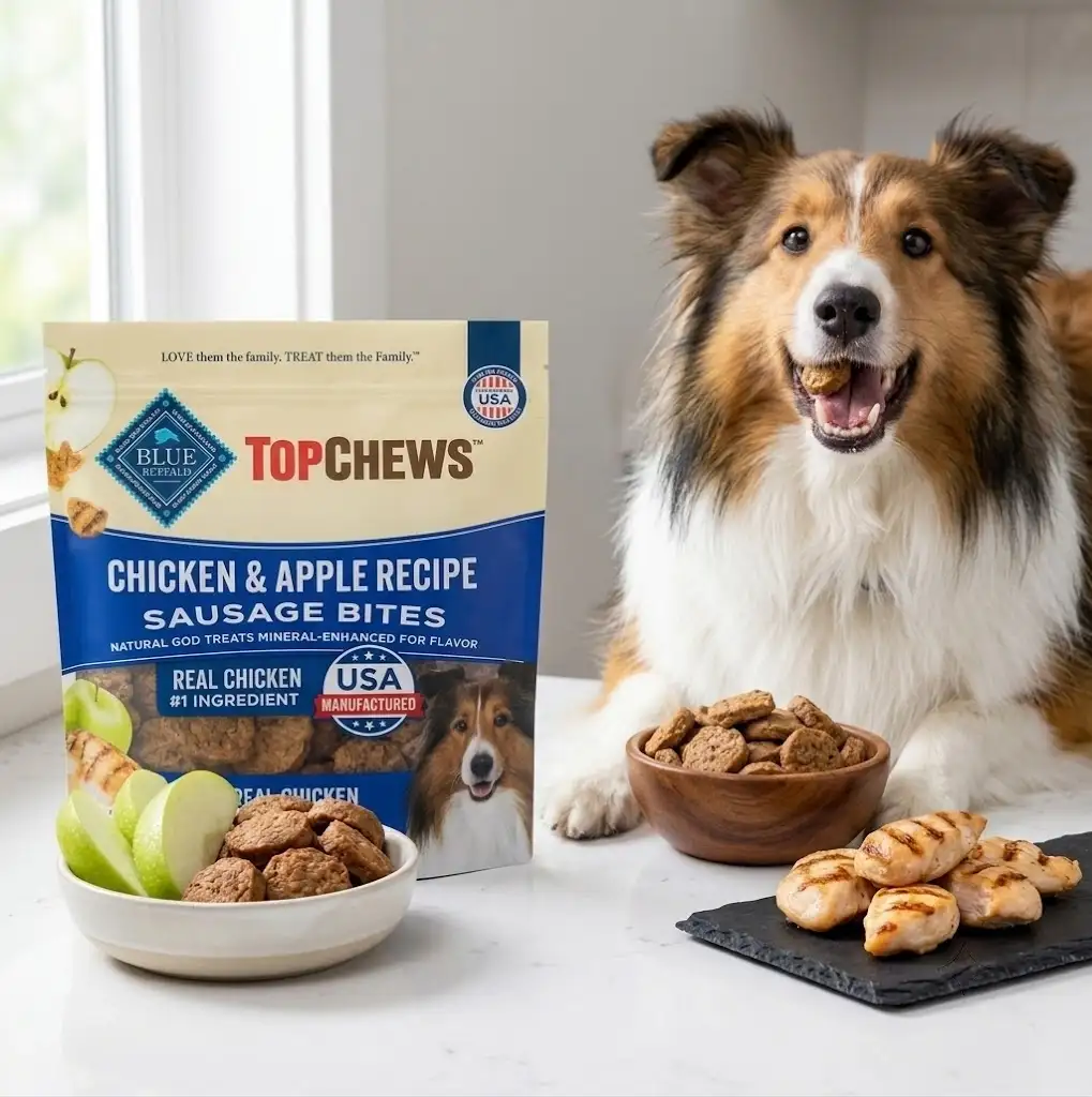 Happy dog enjoying treats