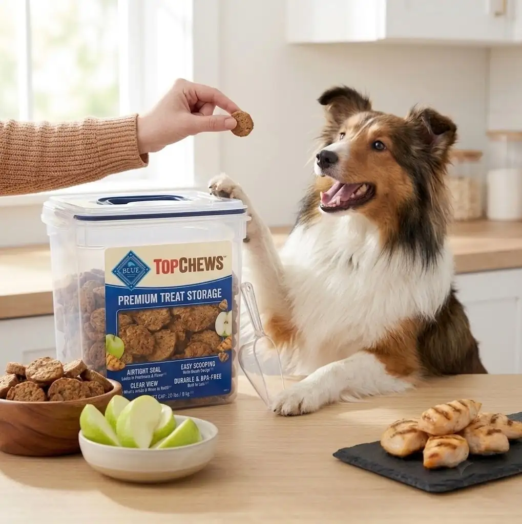 Healthy dog receiving treats